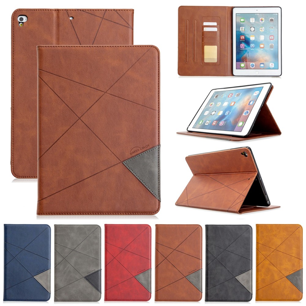 Geometric Pattern Stand Leather Smart Case for iPad Air 2/Air (2013)/iPad 9.7-inch (2018)/(2017)/Pro 9.7 inch (2016) - Coffee-9