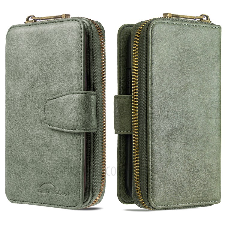 BF001 Leather Wallet Cover Anti-Gravity Zip Phone Case for iPhone 11 Pro 5.8-inch - Green-3