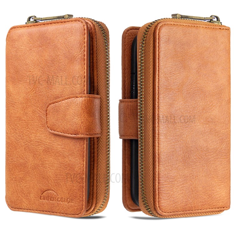 BF001 Leather Wallet Cover Anti-Gravity Zip Phone Case for iPhone 11 Pro 5.8-inch - Brown-3