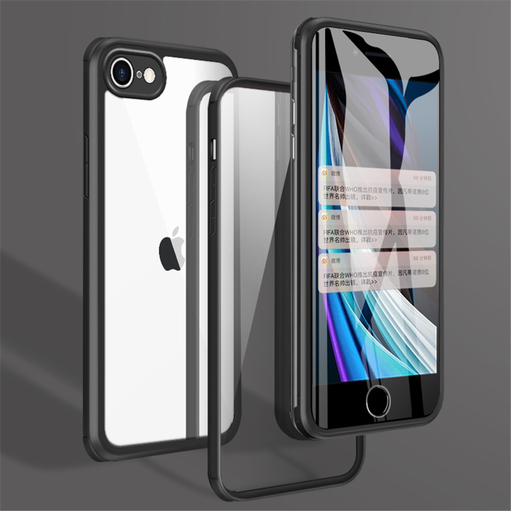 Copertina di Vetro Temperato a Doppio Lato + TPU Per Iphone SE (2020)/SE (2022)/8/7 - Nero