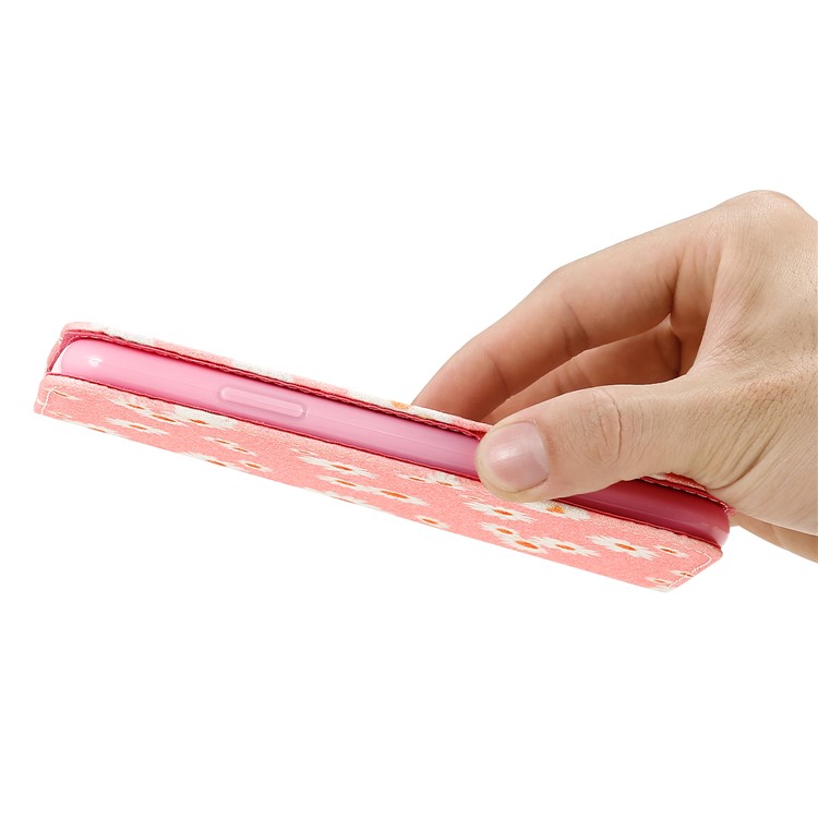 Daisy Pattern Flash Powder Leather Card Holder Case for iPhone SE (2nd Generation)/8/7 - Pink-9