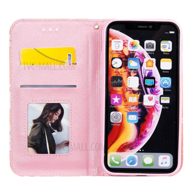 Padrão De Flash Caso O Titular Estande Pó Cartão De Couro Daisy Para Iphone XR 6.1 Polegadas - Laranja-8