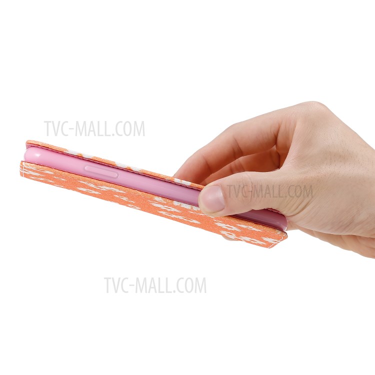 Daisy Pattern Flash Powder Cell Phone Leather Card Holder Case for iPhone 11 6.1 inch - Orange-10