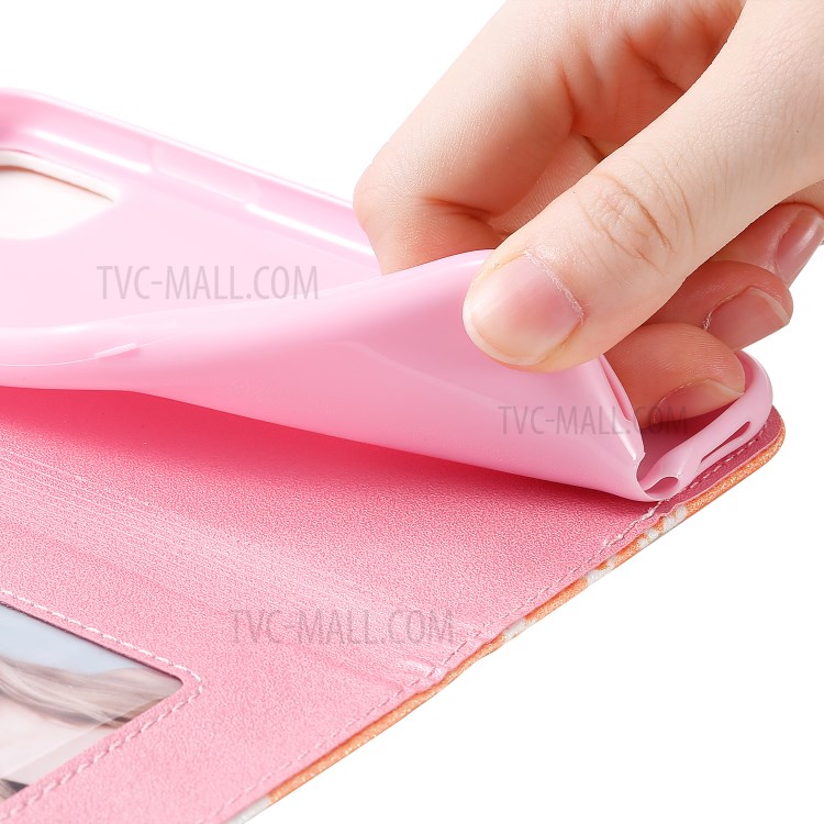 Daisy Pattern Flash Powder Cell Phone Leather Card Holder Case for iPhone 11 6.1 inch - Orange-9