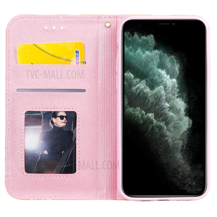 Daisy Pattern Flash Powder PU Leather Card Holder Shell for iPhone 11 Pro 5.8 inch - Orange-4