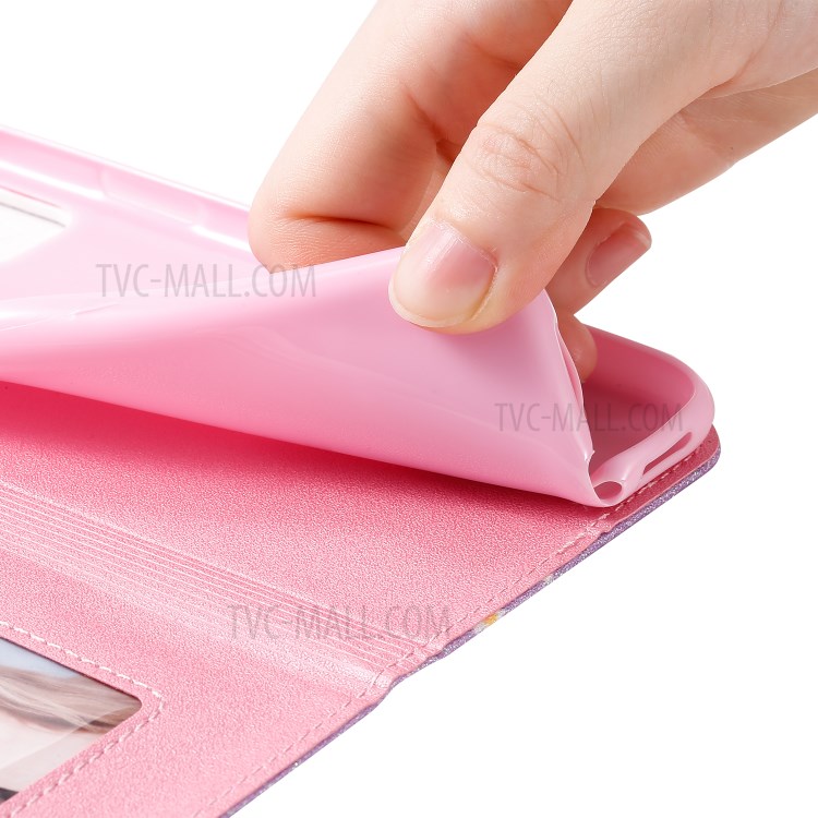 Daisy Pattern Flash Powder PU Leather Card Holder Shell for iPhone 11 Pro 5.8 inch - Purple-10