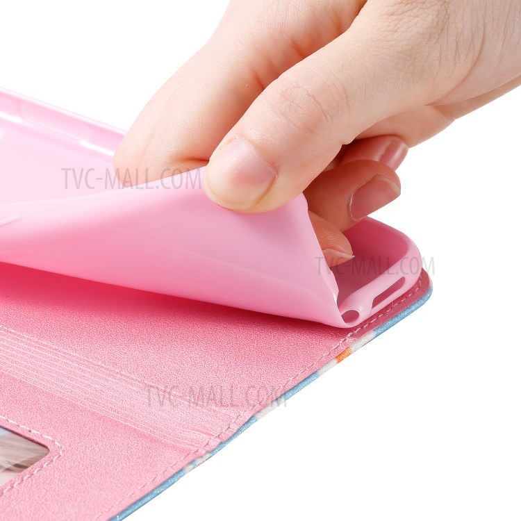 Daisy Pattern Flash Powder Stand Leather Card Holder Shell for iPhone 11 Pro Max 6.5 inch - Blue-9