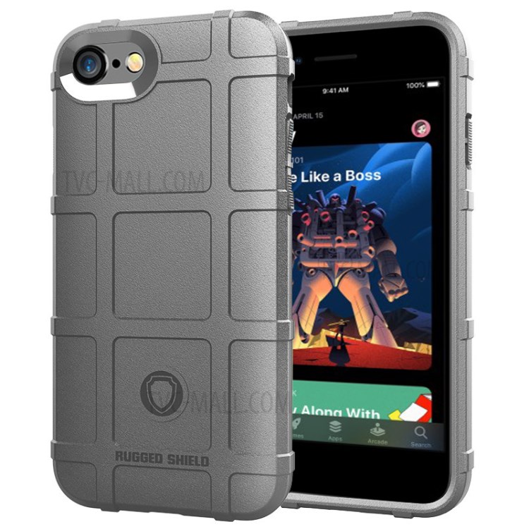 Rugged Square Skin TPU Anti-shock Cover for iPhone SE (2nd Generation)/8/7 4.7 inch - Grey-1
