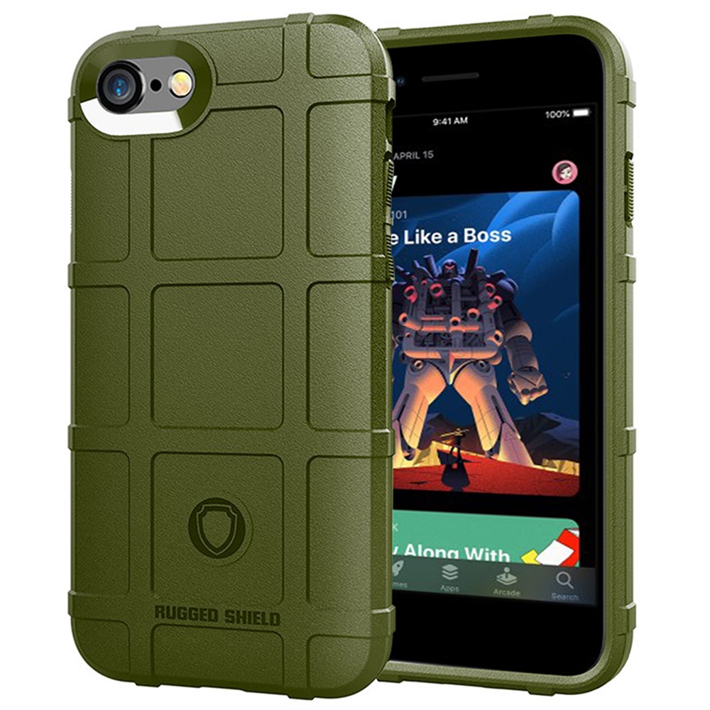 Rugged Square Skin TPU Anti-shock Cover for iPhone SE (2nd Generation)/8/7 4.7 inch - Army Green-1