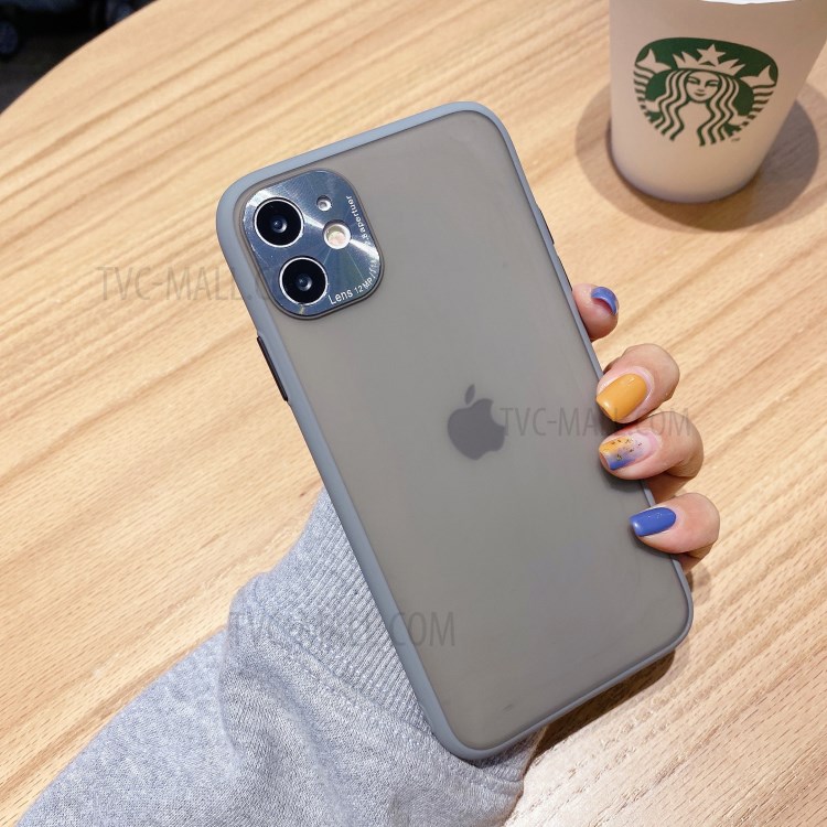 PC + TPU Hybrid Case with Metal Lens Cover for iPhone 11 6.1 inch - Grey-1