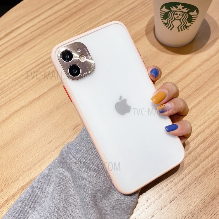 PC + TPU Hybrid Case with Metal Lens Cover for iPhone 11 6.1 inch - Pink-1