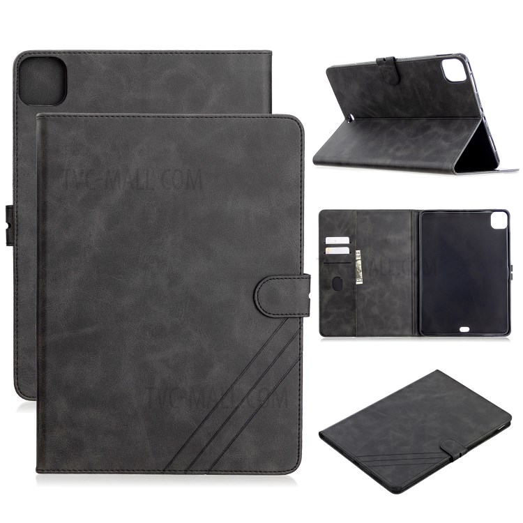 Cuir Avec Étui De Stand Avec Coquille De Porte-monnaie Pour IPad Pro 11 Pouces (2020) / (2018) - Noir-1