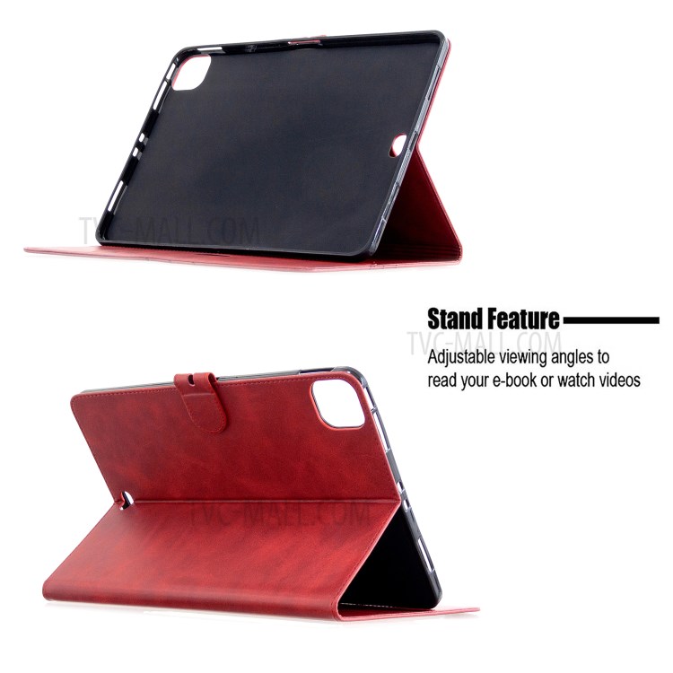 Leather with Stand Case with Wallet Shell for iPad Pro 11-inch (2020)/(2018) - Red-5