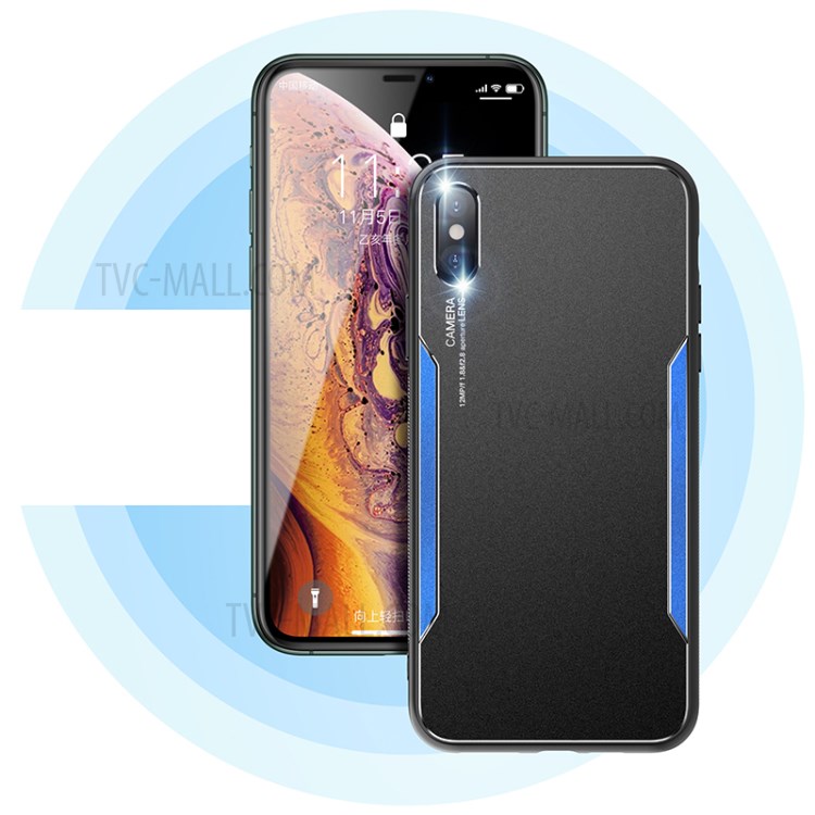 Metal+TPU Hybrid Phone Case for iPhone XS Max 6.5-inch - Blue-1