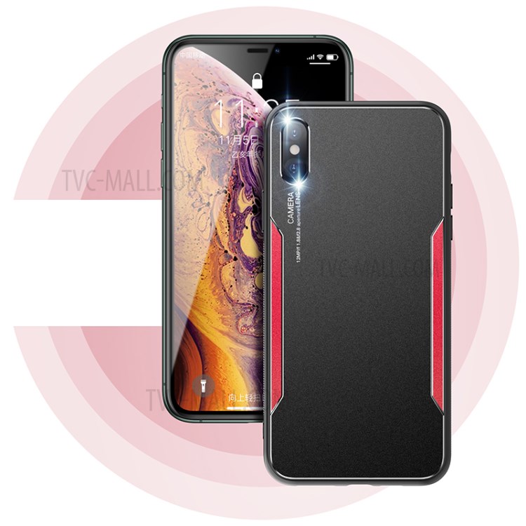 Metal+TPU Hybrid Phone Case for iPhone XS/X 5.8-inch - Red-1