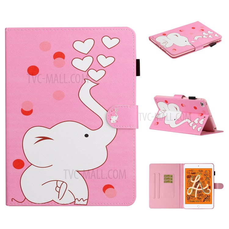 Pattern Printing Multi-angle Stand Leather Card Slot Tablet Shell for iPad Mini 1/2/3/4/Mini (2019) 7.9 inch - Elephant-1