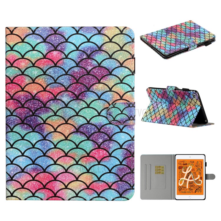 Pattern Printing Multi-angle Stand Leather Card Slot Tablet Shell for iPad Mini 1/2/3/4/Mini (2019) 7.9 inch - Fish Scale-1