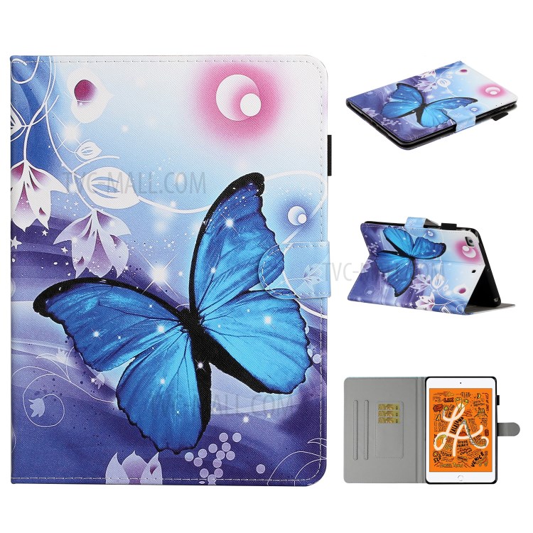 Pattern Printing Multi-angle Stand Leather Card Slot Tablet Shell for iPad Mini 1/2/3/4/Mini (2019) 7.9 inch - Butterfly-1