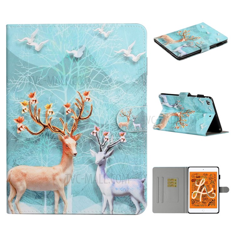 Pattern Printing Multi-angle Stand Leather Card Slot Tablet Shell for iPad Mini 1/2/3/4/Mini (2019) 7.9 inch - Elk-1
