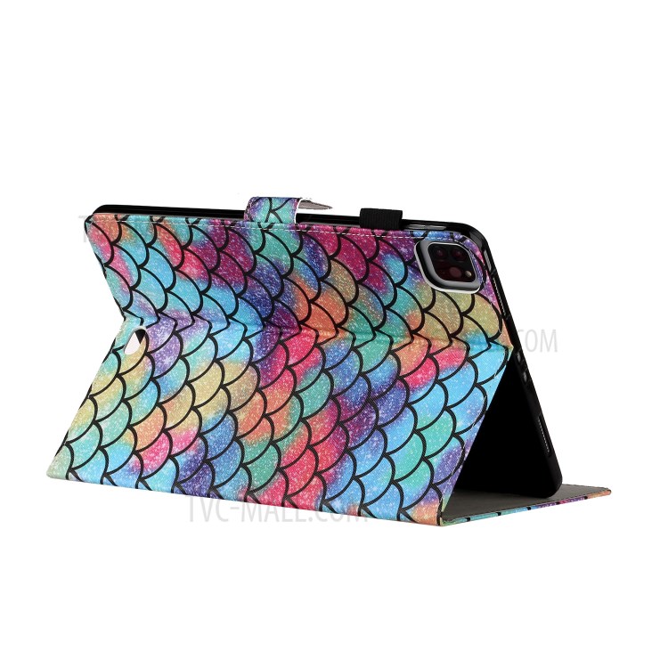 Pattern Printing Multi-angle Stand Leather Card Slot Tablet Case for iPad Pro 11-inch (2020)/(2018) - Fish Scale-4