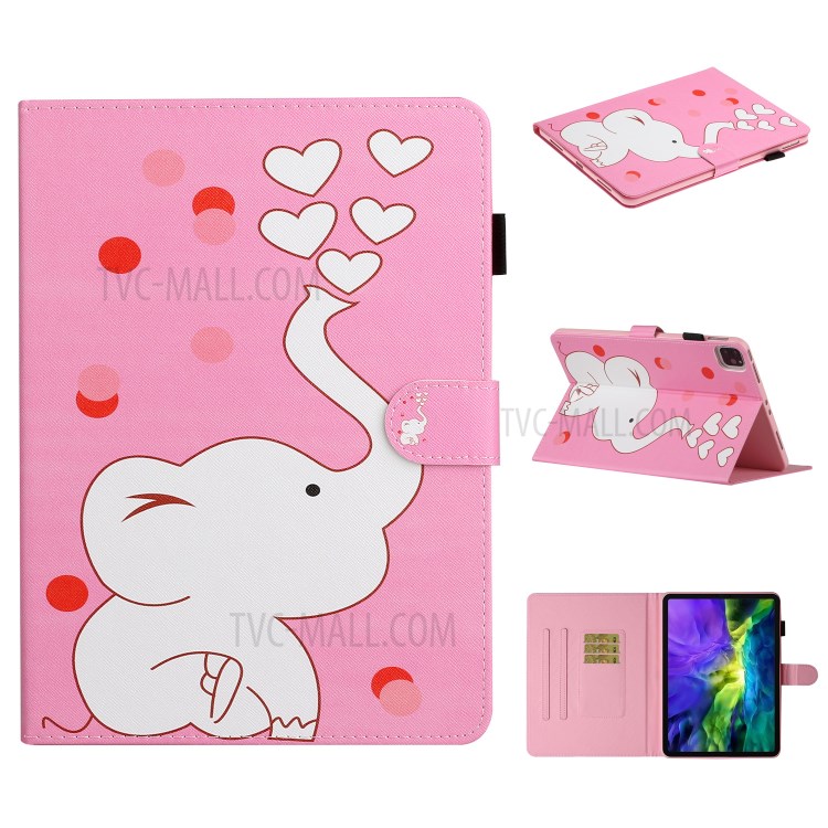 Pattern Printing Multi-angle Stand Leather Card Slot Tablet Case for iPad Pro 11-inch (2020)/(2018) - Elephant-1
