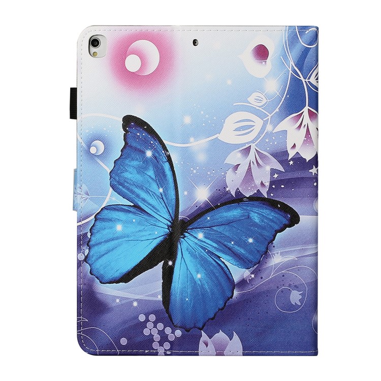 Impressão de Padrões PU Pulho de Catador de Catador PU Taplo Para Ipad 9.7 Polegadas (2018)/(2017) / Ipad Air 2 / iPad Air (2013) - Borboleta Azul-3