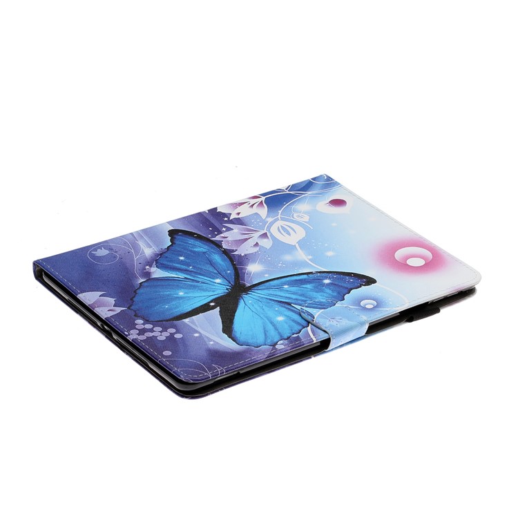 Pattern Printing PU Cuero Soporte de Soporte de Soporte Para la Tableta Para Ipad 9.7 Pulgadas (2018)/(2017) / Ipad Air 2 / iPad Air (2013) - Mariposa Azul-5