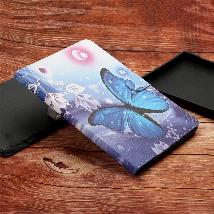 Pattern Printing PU Cuero Soporte de Soporte de Soporte Para la Tableta Para Ipad 9.7 Pulgadas (2018)/(2017) / Ipad Air 2 / iPad Air (2013) - Mariposa Azul-7