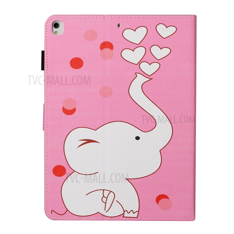 Pattern Printing PU Leather Card Holder Stand Tablet Cover for iPad 9.7-inch (2018)/(2017) / iPad Air 2 / iPad Air (2013) - Elephant and Heart-3