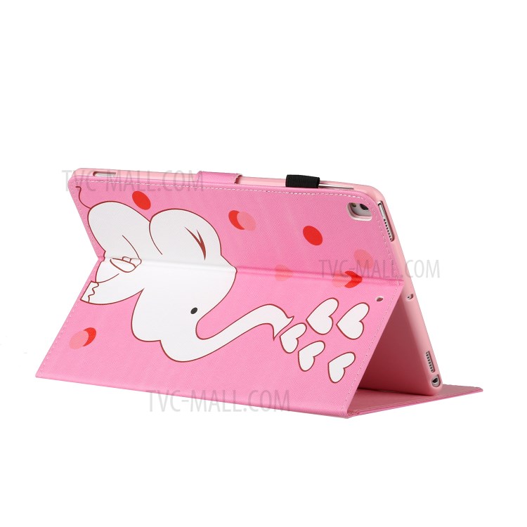 Pattern Printing PU Leather Card Holder Stand Tablet Cover for iPad 9.7-inch (2018)/(2017) / iPad Air 2 / iPad Air (2013) - Elephant and Heart-4