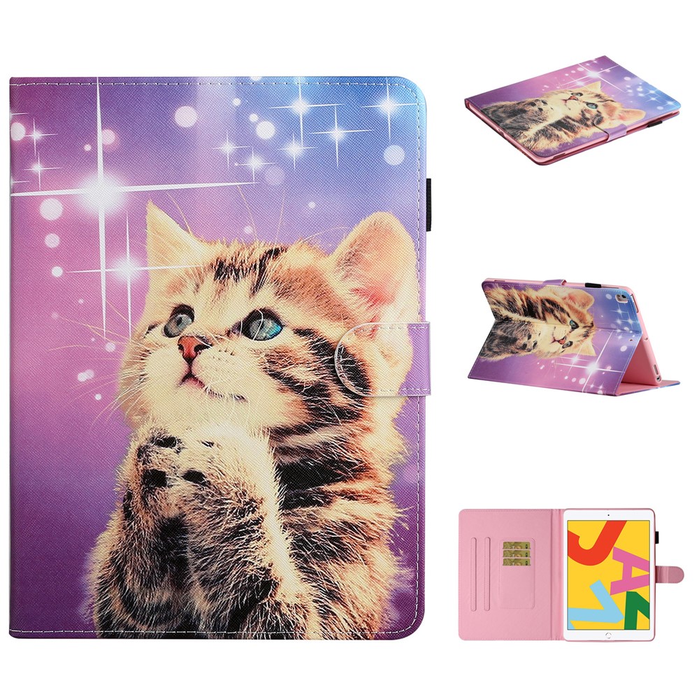 Pattern Printing PU Leather Card Holder Stand Tablet Cover for iPad 10.2 (2019) / iPad Air 10.5-inch (2019) - Cat-1