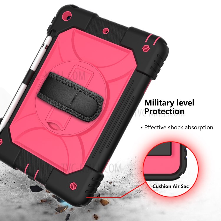 PC + TPU Hybrid Case with 360 Degree Swivel Kickstand Hand Strap and Shoulder Strap for iPad 10.2 (2019) - Rose-5