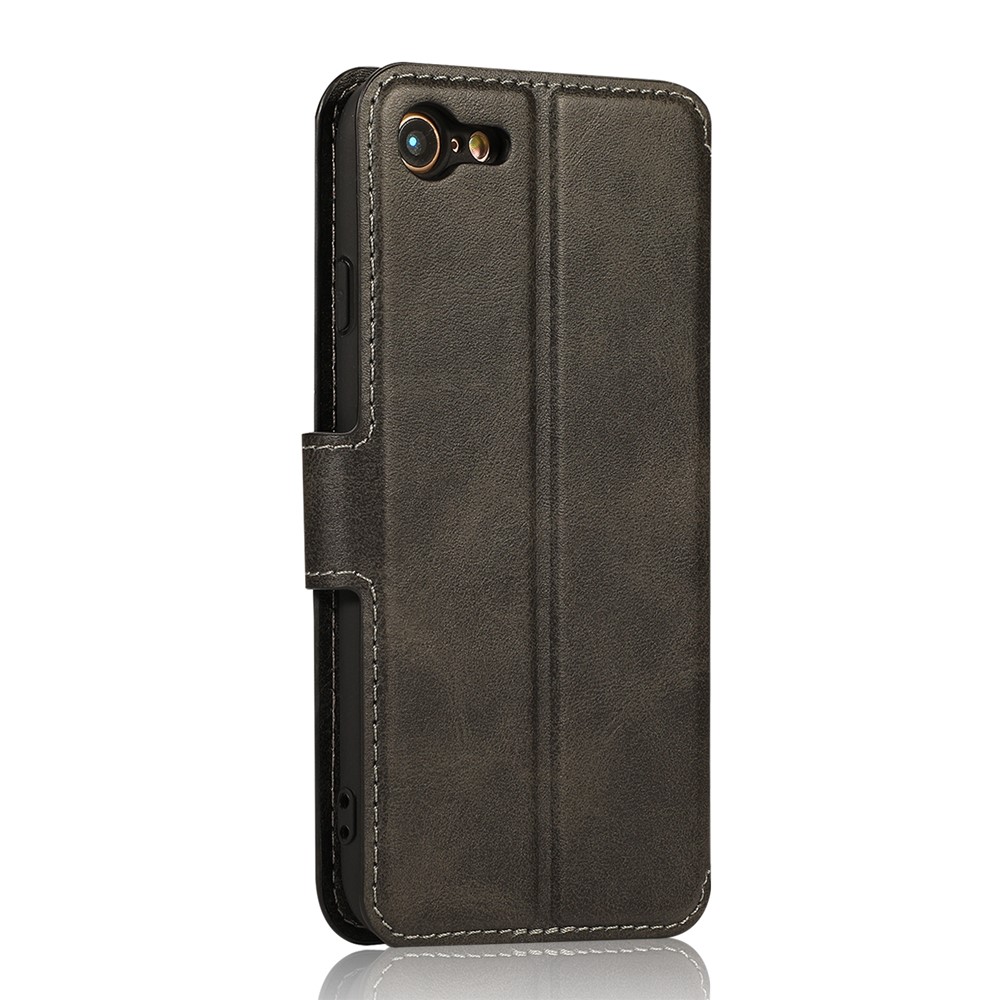 PU Leather + TPU Wallet Stand Phone Cover for iPhone SE (2nd Generation)/8/7 - Black-4