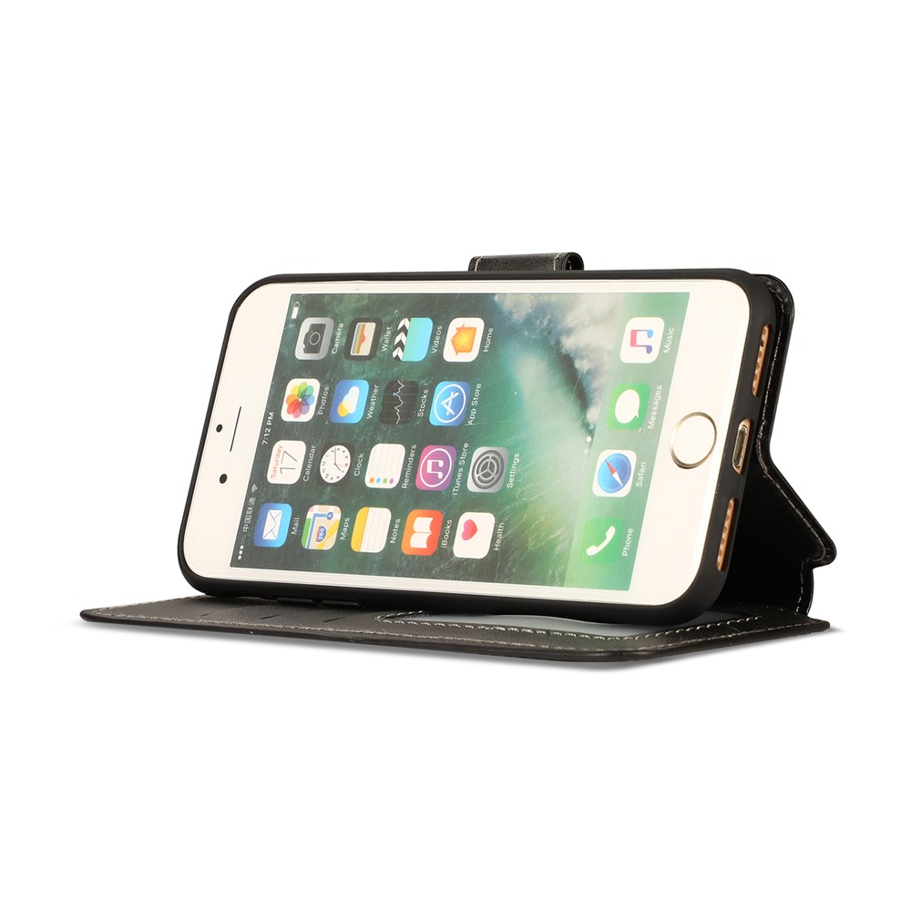 PU Leather + TPU Wallet Stand Phone Cover for iPhone SE (2nd Generation)/8/7 - Black-6