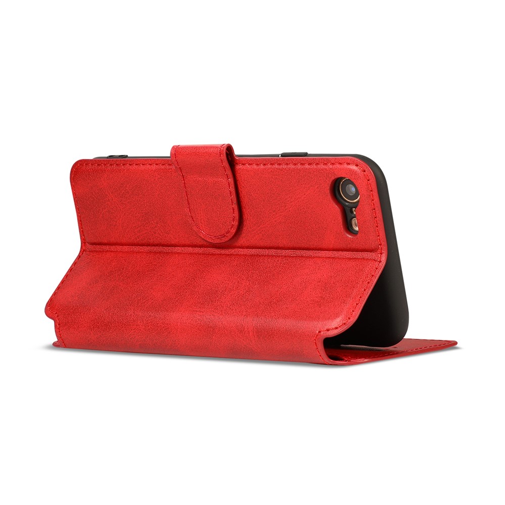 PU Leather + TPU Wallet Stand Phone Cover for iPhone SE (2nd Generation)/8/7 - Red-6
