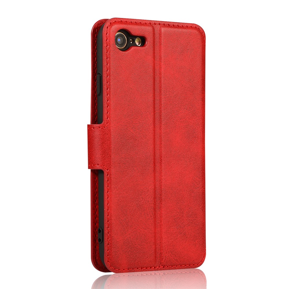 PU Leather + TPU Wallet Stand Phone Cover for iPhone SE (2nd Generation)/8/7 - Red-7