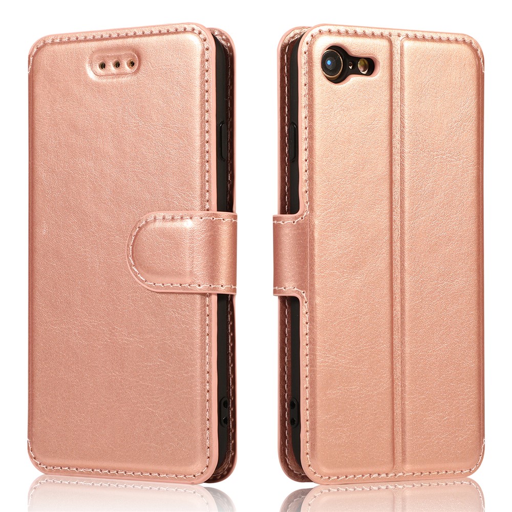 PU Leather + TPU Wallet Stand Phone Cover for iPhone SE (2nd Generation)/8/7 - Rose Gold-2