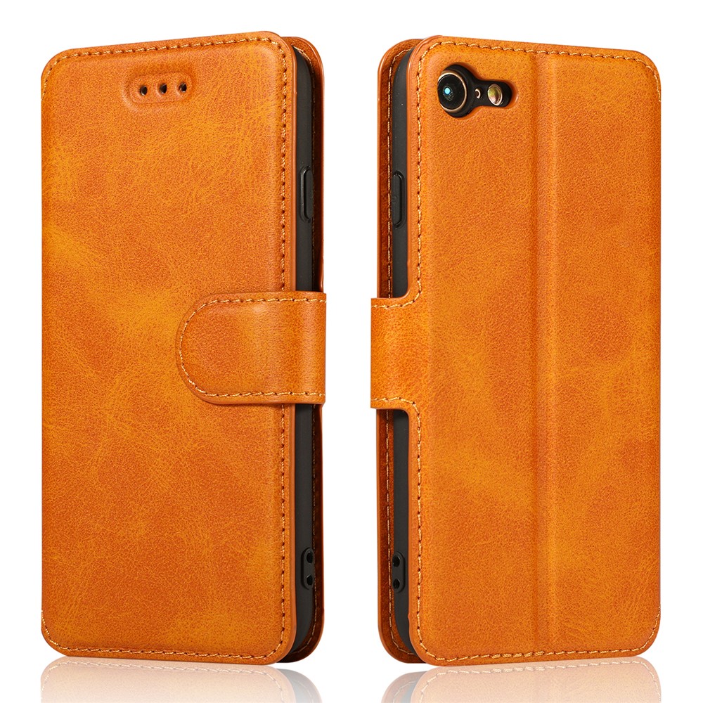 PU Leather + TPU Wallet Stand Phone Cover for iPhone SE (2nd Generation)/8/7 - Orange-2
