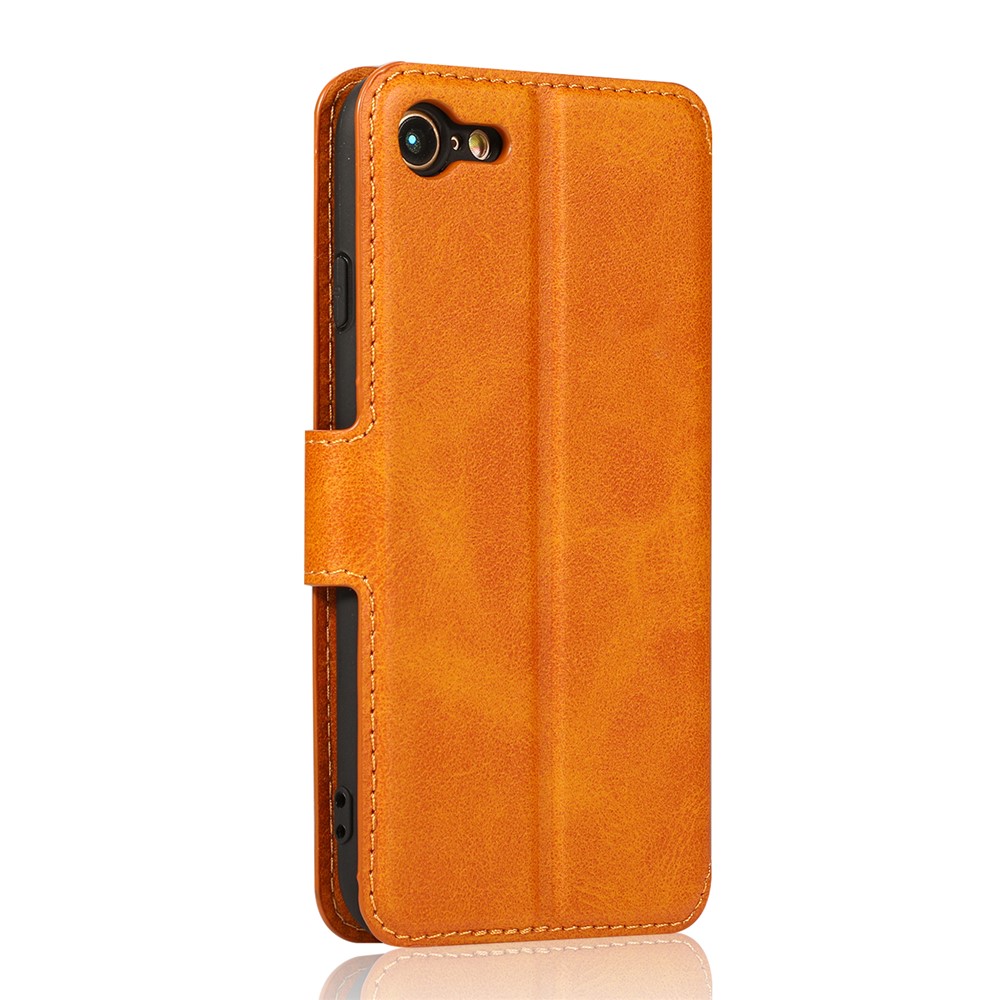 PU Leather + TPU Wallet Stand Phone Cover for iPhone SE (2nd Generation)/8/7 - Orange-4