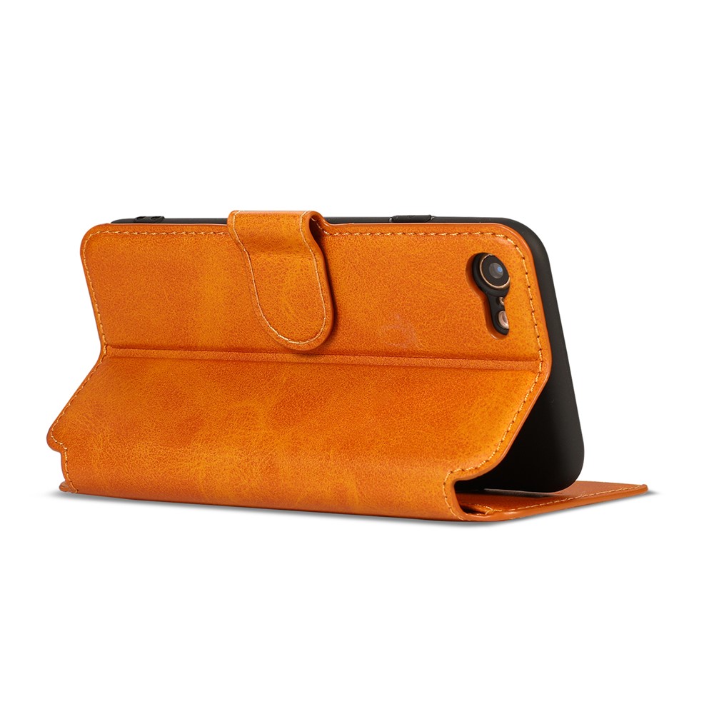 PU Leather + TPU Wallet Stand Phone Cover for iPhone SE (2nd Generation)/8/7 - Orange-7