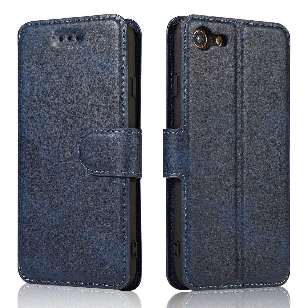 PU Leather + TPU Wallet Stand Phone Cover for iPhone SE (2nd Generation)/8/7 - Blue-2