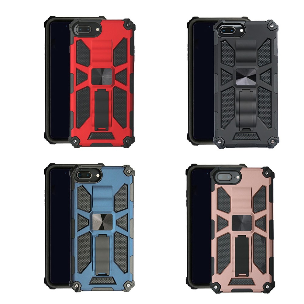 Kickstand Armor Dropdcover PC TPU Hybrid -hülle Mit Magnetmetallblech Für Iphone 6 Plus / 7 Plus / 8 Plus 5,5 Zoll - Schwarz