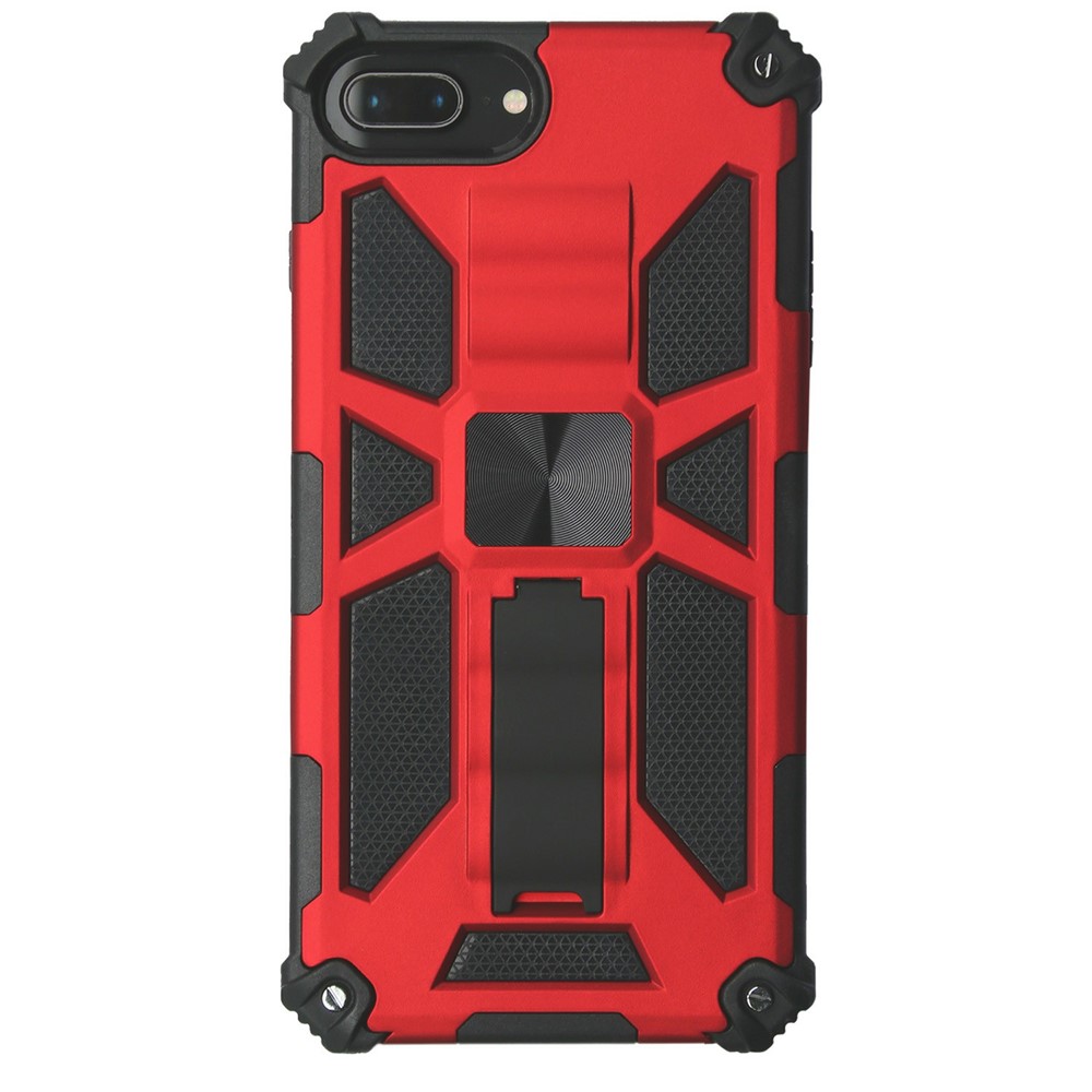 Kickstand Armor Dropproof PC TPU Hybrid Case with Magnetic Metal Sheet for iPhone 6 Plus / 7 Plus / 8 Plus 5.5-inch - Red-1