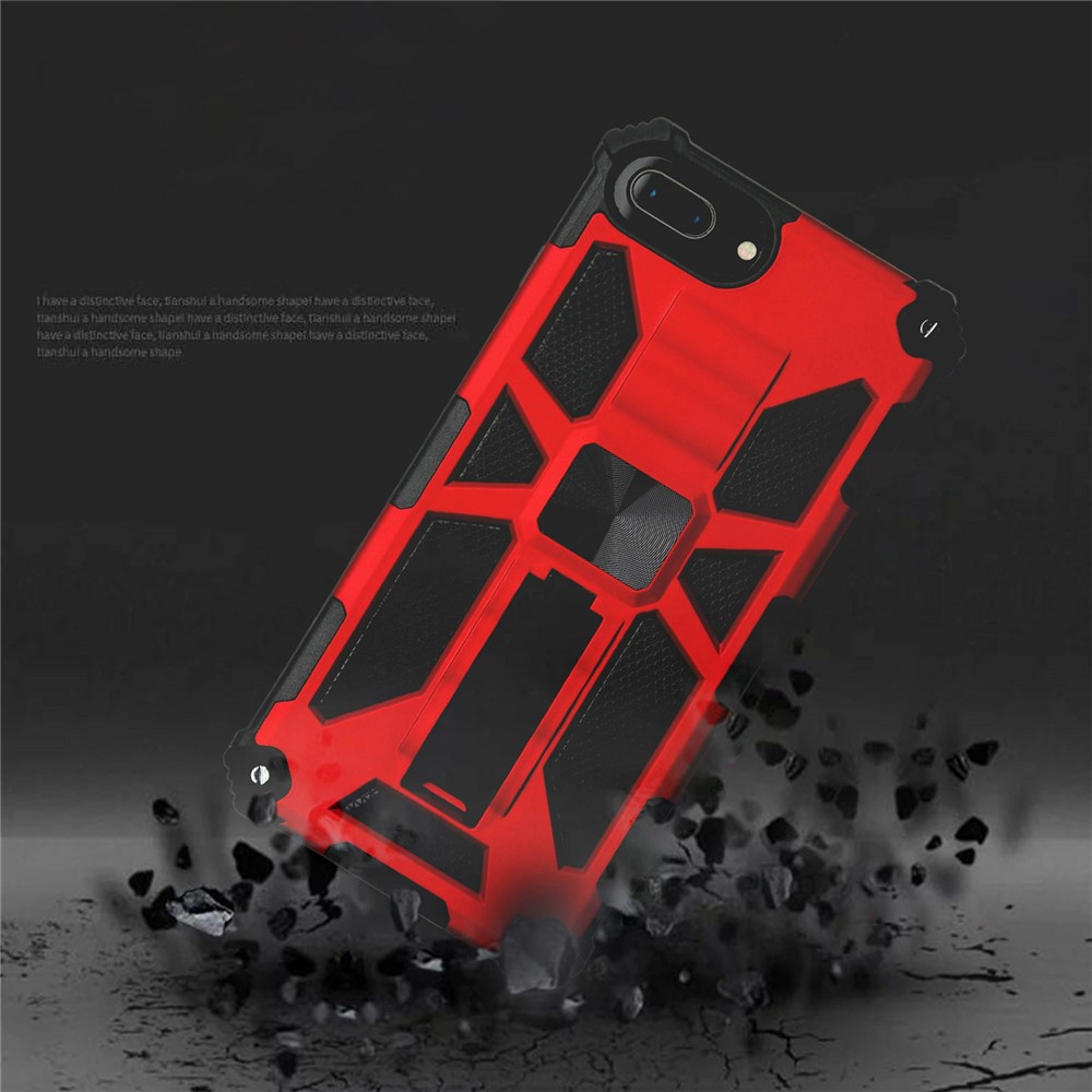Kickstand Armor Dropproof PC TPU Hybrid Case with Magnetic Metal Sheet for iPhone 6 Plus / 7 Plus / 8 Plus 5.5-inch - Red-4