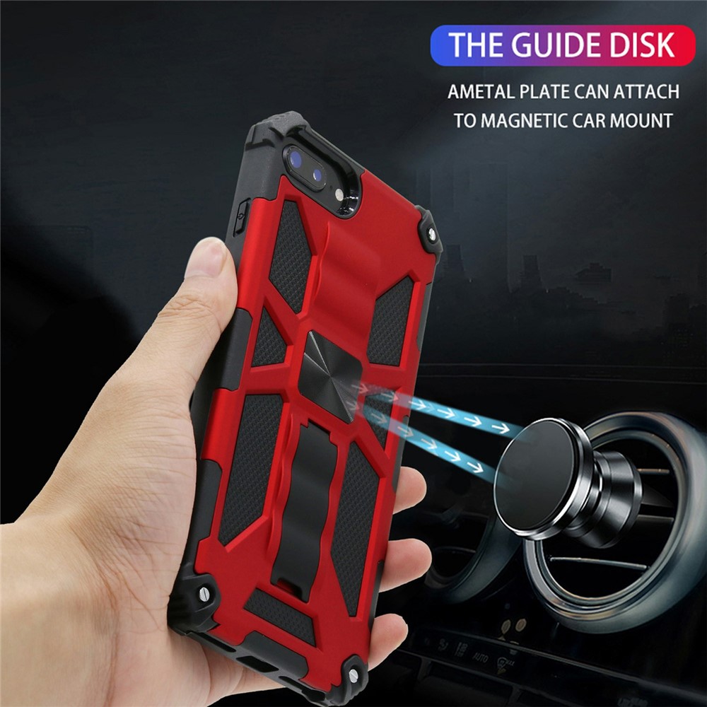 Kickstand Armor Dropproof PC TPU Hybrid Case with Magnetic Metal Sheet for iPhone 6 Plus / 7 Plus / 8 Plus 5.5-inch - Red-5