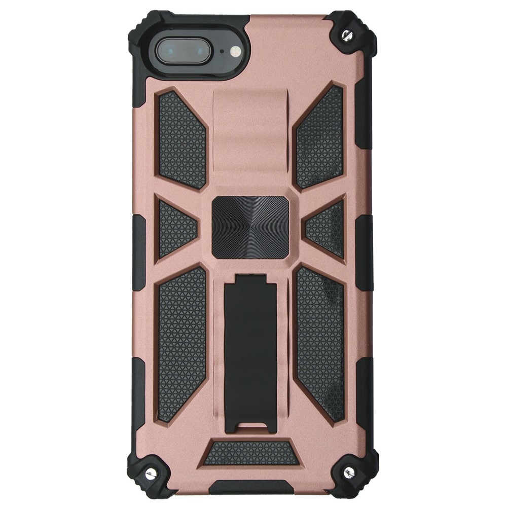 Kickstand Armor Dropproof PC TPU Hybrid Case with Magnetic Metal Sheet for iPhone 6 Plus / 7 Plus / 8 Plus 5.5-inch - Rose Gold-1
