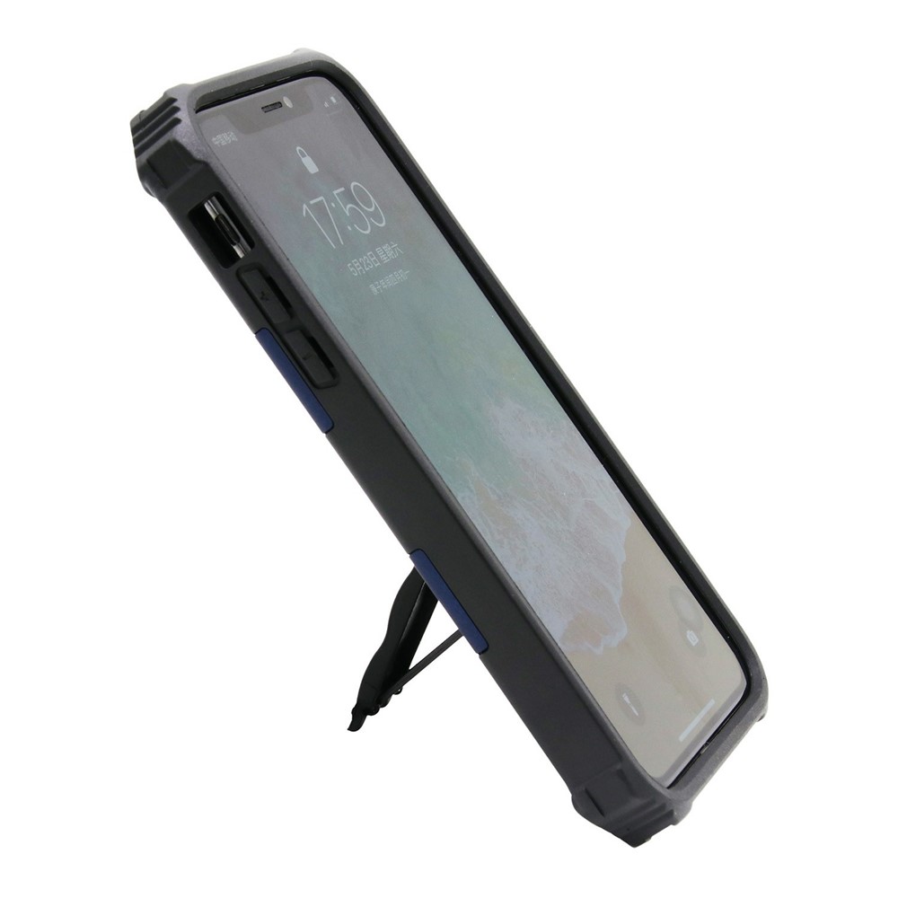 Case Híbrida de TPU de PC de Armadura de Kickstand Con Lámina de Metal Magnético Para Iphone XS Max 6.5 Pulgadas - Azul