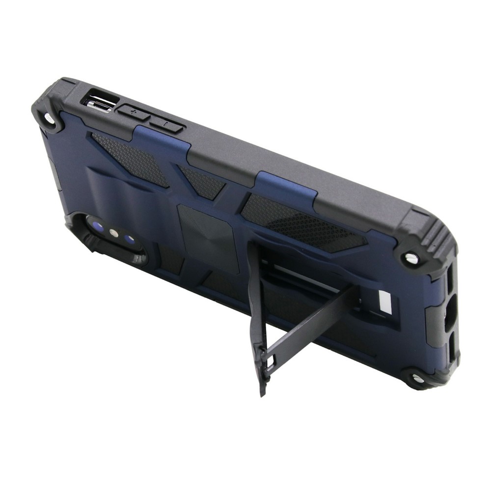 Kickstand Armor Dropproof PC TPU Hybrid Case with Magnetic Metal Sheet for iPhone XS Max 6.5-inch - Blue-3