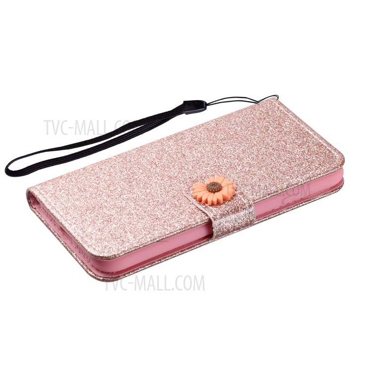 Daisy Decor Sparkling Card Holder Leather Phone Case for Apple iPhone 8 / 7 / SE (2nd Generation) - Gold-5