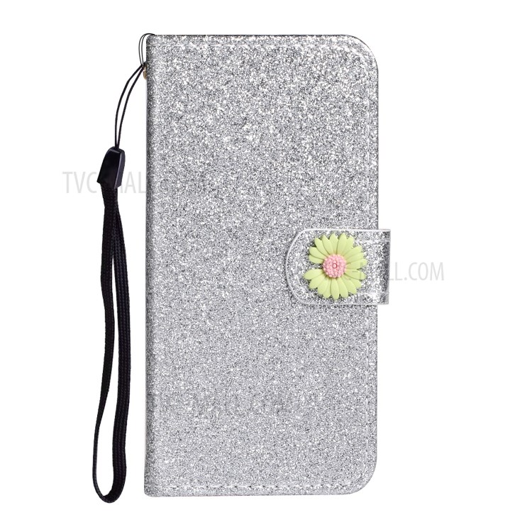 Daisy Decor Sparkling Leather Case Card Holder for Apple iPhone 11 6.1 inch - Silver-2